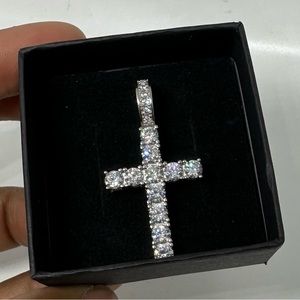 Stamped 925 Sterling Silver Iced out Diamond cross pendant stamped 925 pendant